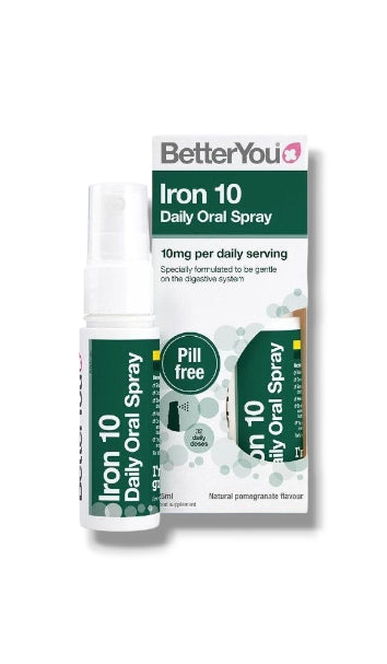 Iron 10 Daily Oral Spray packaging with 'Better You' branding on a white background