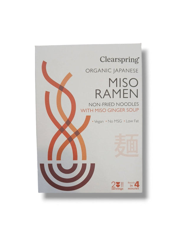 Clearspring Organic Japanese Miso Ramen Non - Fried Noodles with Miso Ginger Soup 210g - Healthy Living