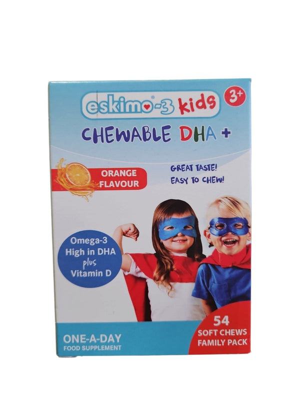 Eskimo - 3 Kids Chewable DHA+ Orange Flavour One a Day Age 3 Plus - Healthy Living