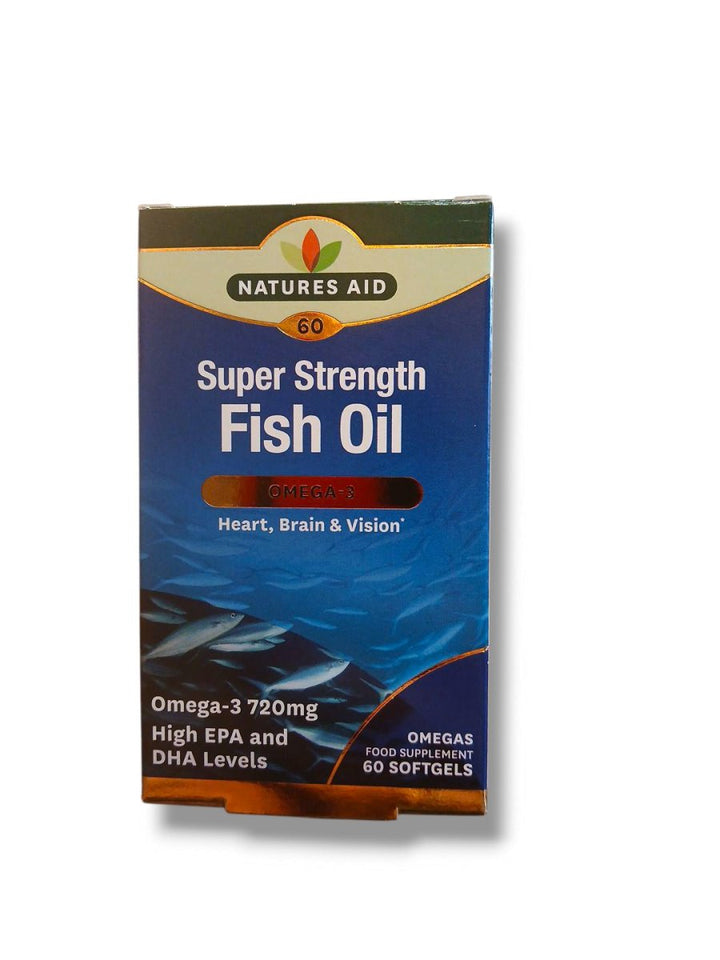 Natures Aid Super Strength Fish Oil 60 Capsules - Healthy Living