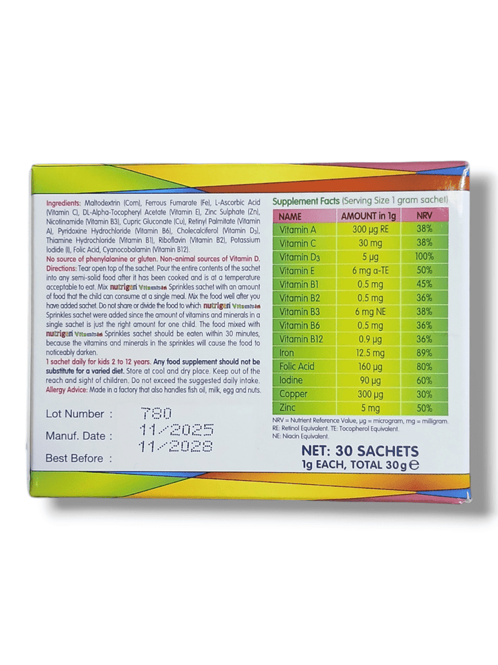 Nutrigen Vitamixin Sprinkles Vitamins for Children 30 Sachets - Healthy Living