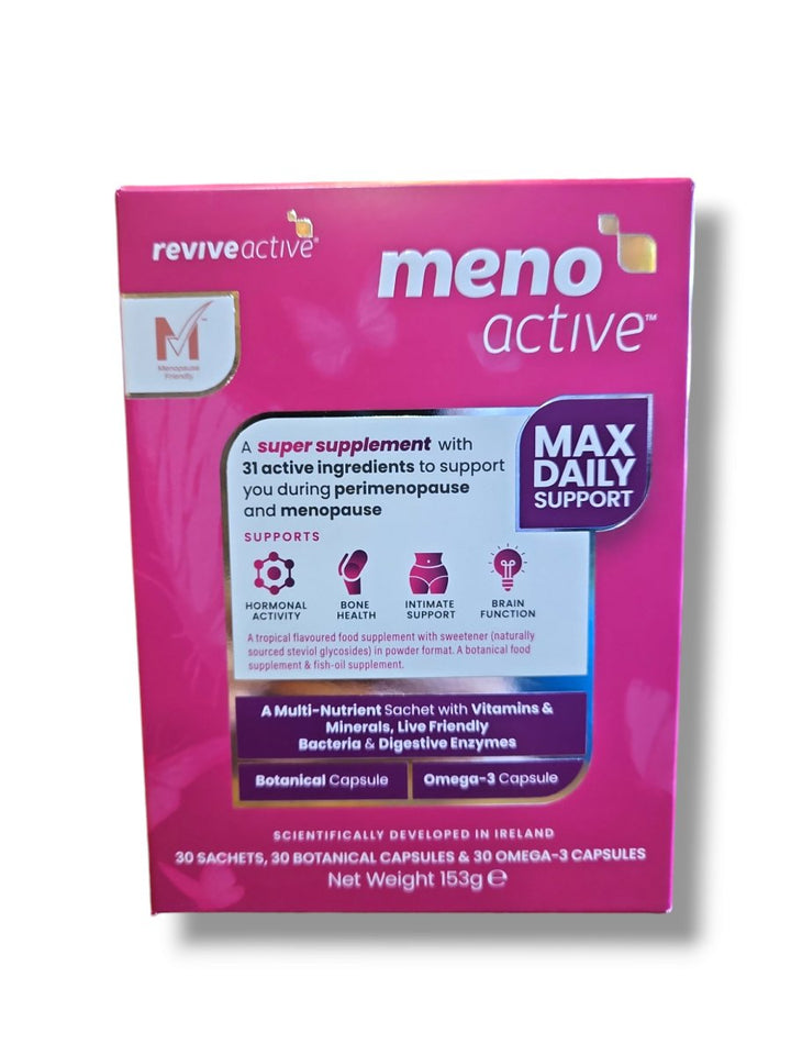 Revive Active Meno Active 30 Sachets, 30 Botanical caps, 30 Omega 3 caps - Healthy Living