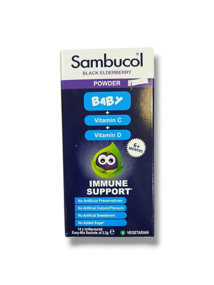 Sambucol Black Elderberry Powder Baby 6+Months added Vitamin C and D x14 Sachets - Healthy Living