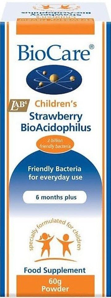 Biocare Children's Strawberry BioAcidophilus 60g - HealthyLiving.ie