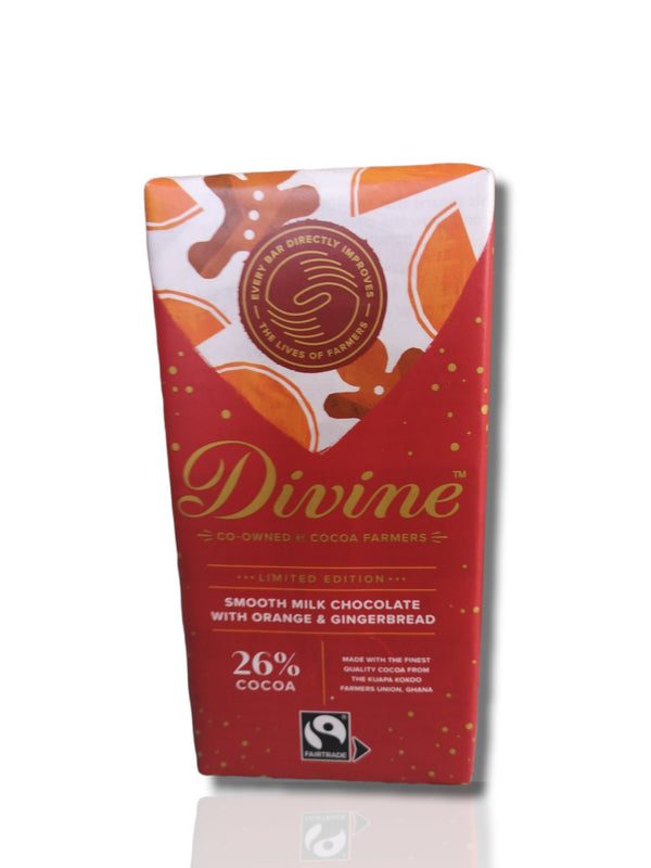 Divine | Smooth Milk Chocolate with Orange and Gingerbread 90gm - HealthyLiving.ie