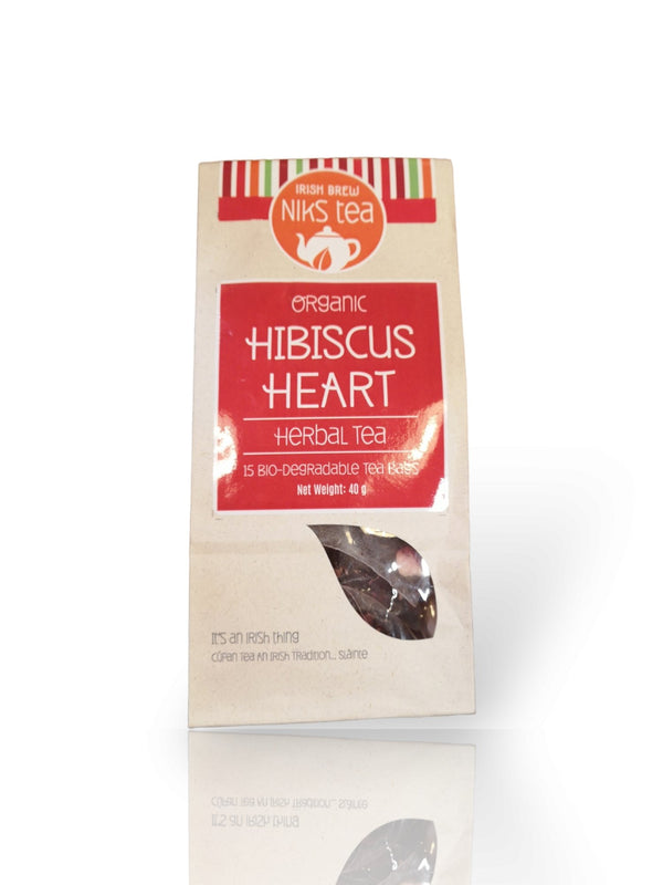 Irish Brew NIKS Tea Organic Hibiscus Heart Herbal Tea x15Teabags - Healthy Living