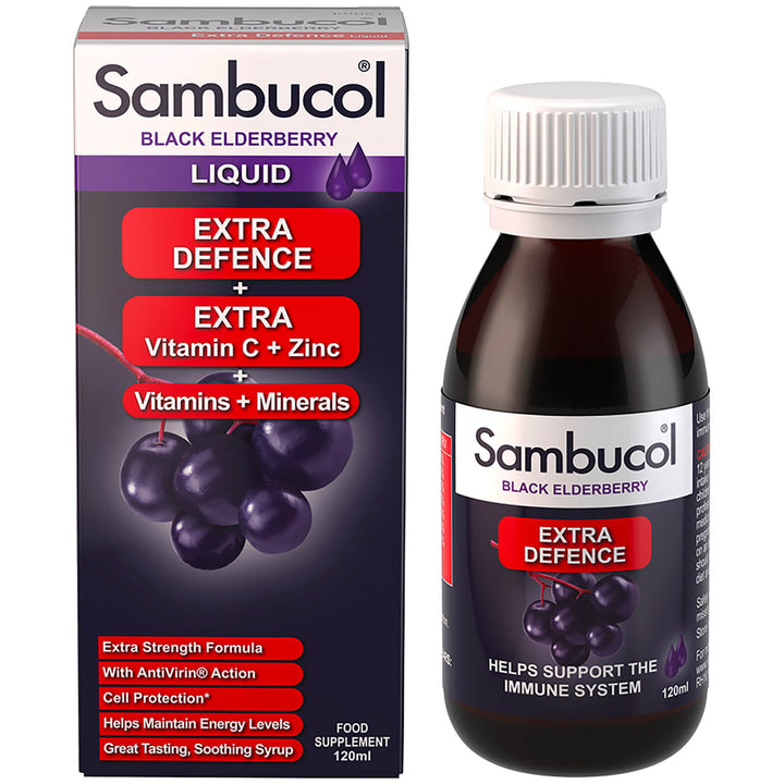 Sambucol Extra Defense Black Elderberry Liquid 120ml - HealthyLiving.ie