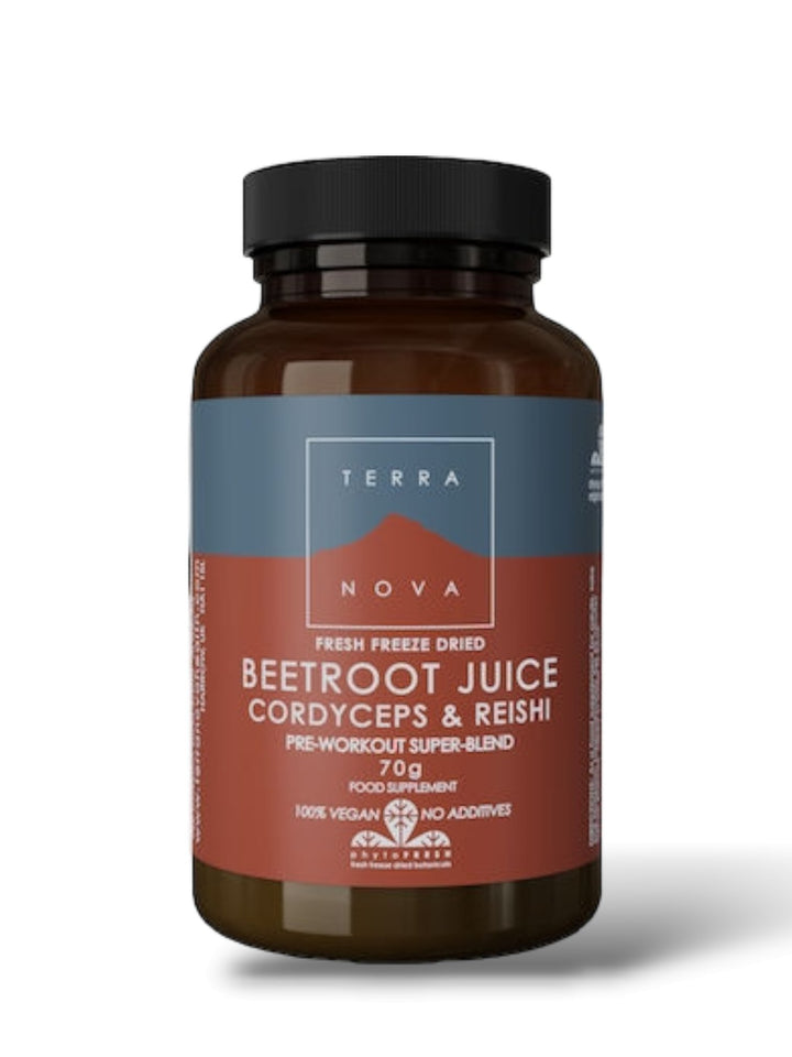 Terra Nova Beetroot Juice, Cordyceps and Reishi Pre-Workout 70g - Healthy Living