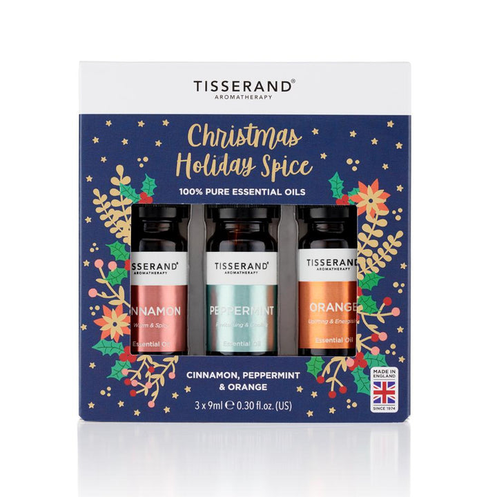 Tisserand Christmas Holiday Spice 100% Pure Essential Oils - Cinnamon, Peppermint & Orange - HealthyLiving.ie
