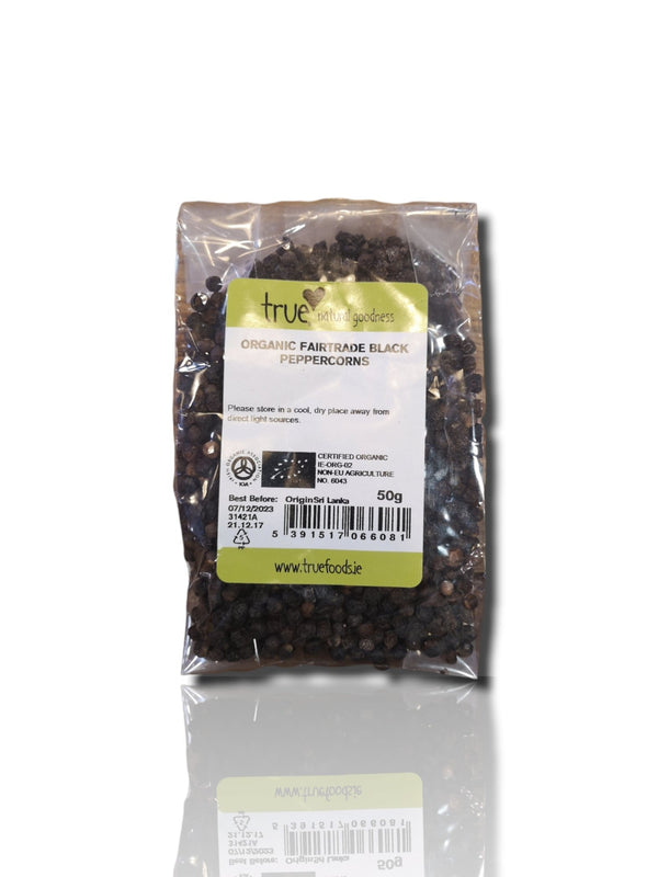 True Natural Goodness Organic Fairtrade Black Peppercorns 50g - HealthyLiving.ie