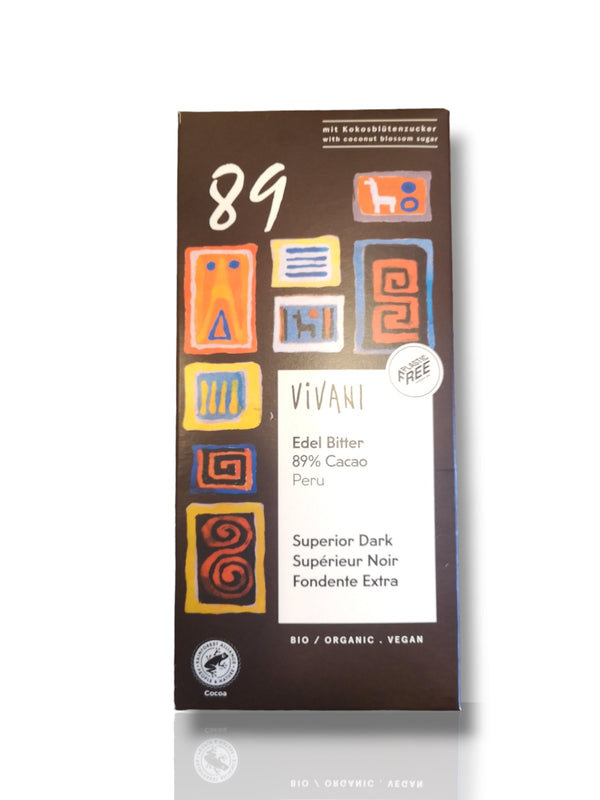 Vivani Edel Bitter 89% Cacao Peru 100g - Healthy Living
