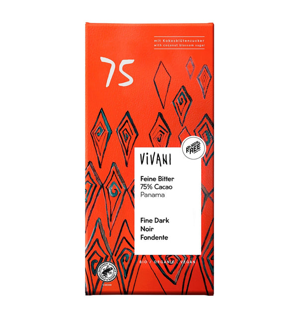 Vivani Fine Dark 75 % Cocoa 80g - HealthyLiving.ie